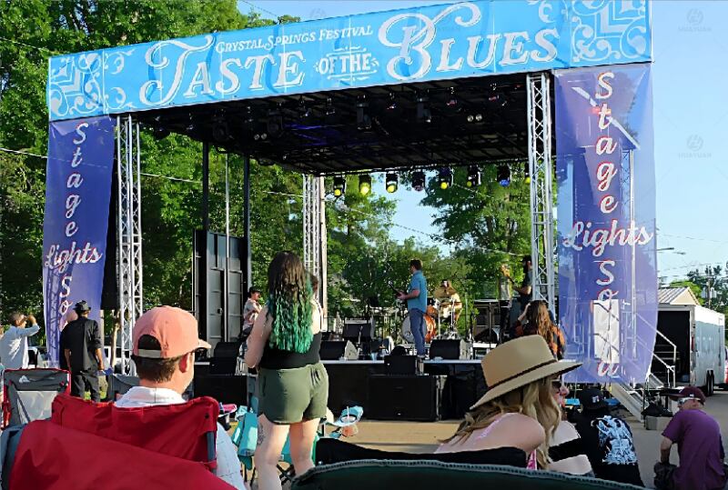 The ST315 mobile stage trailer was set up in downtown Crystal Springs, Mississippi, USA.