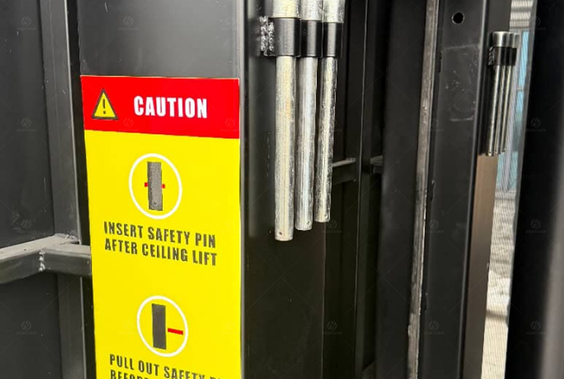 Example of Safety Pin Inserted Correctly (Locked Position After Roof Is Raised)