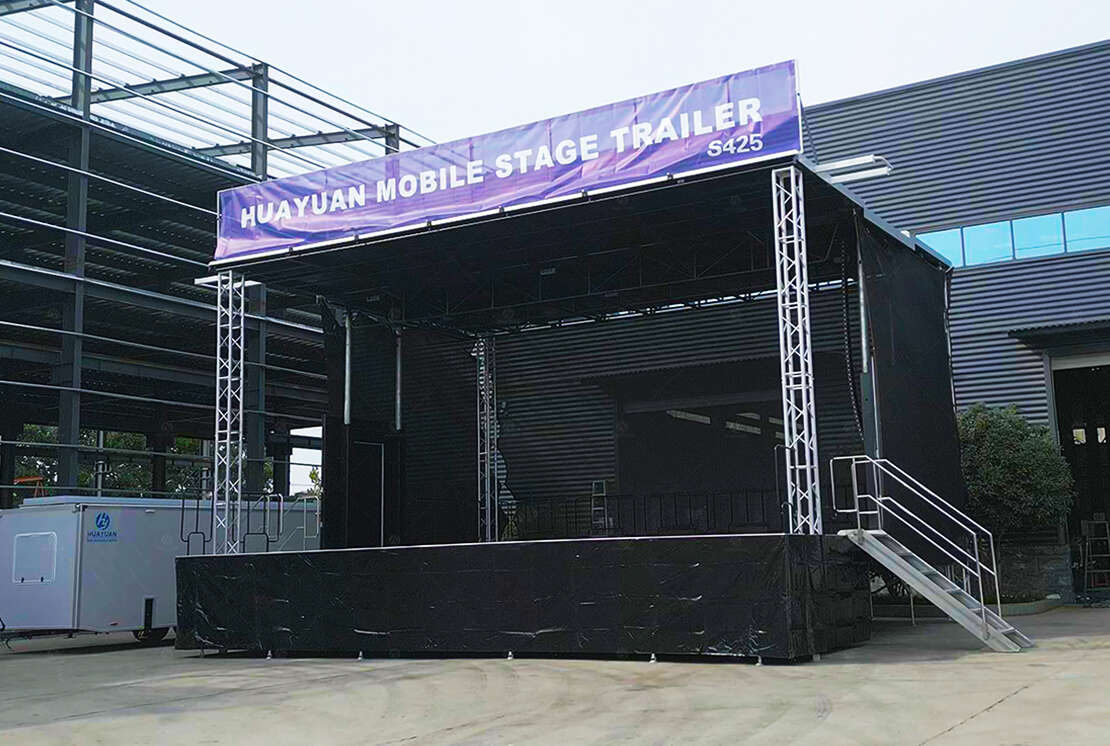 HUAYUAN S425 mobile stage semi-trailer in deployed condition