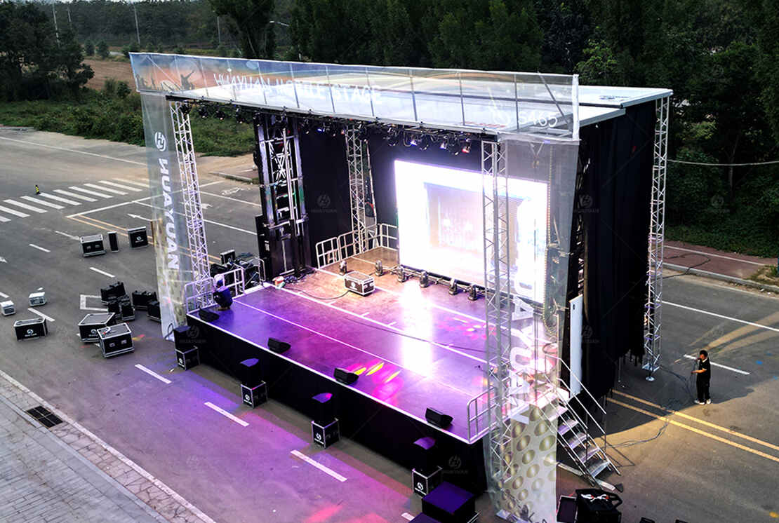 HUAYUAN S465 mobile stage semi-trailer in deployed condition