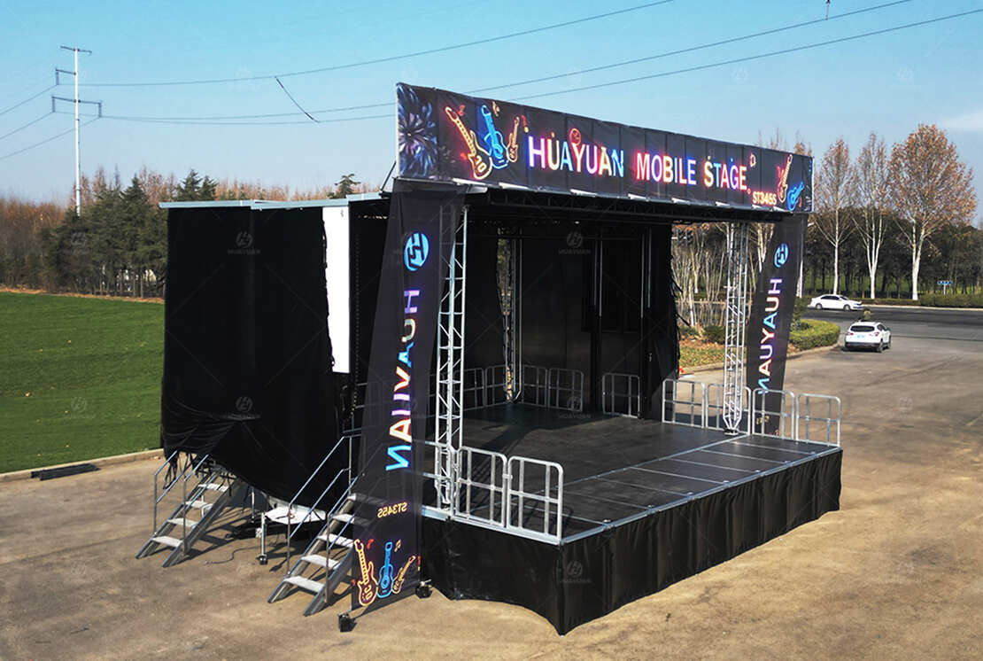 HUAYUAN ST345S mobile stage trailer in deployed condition