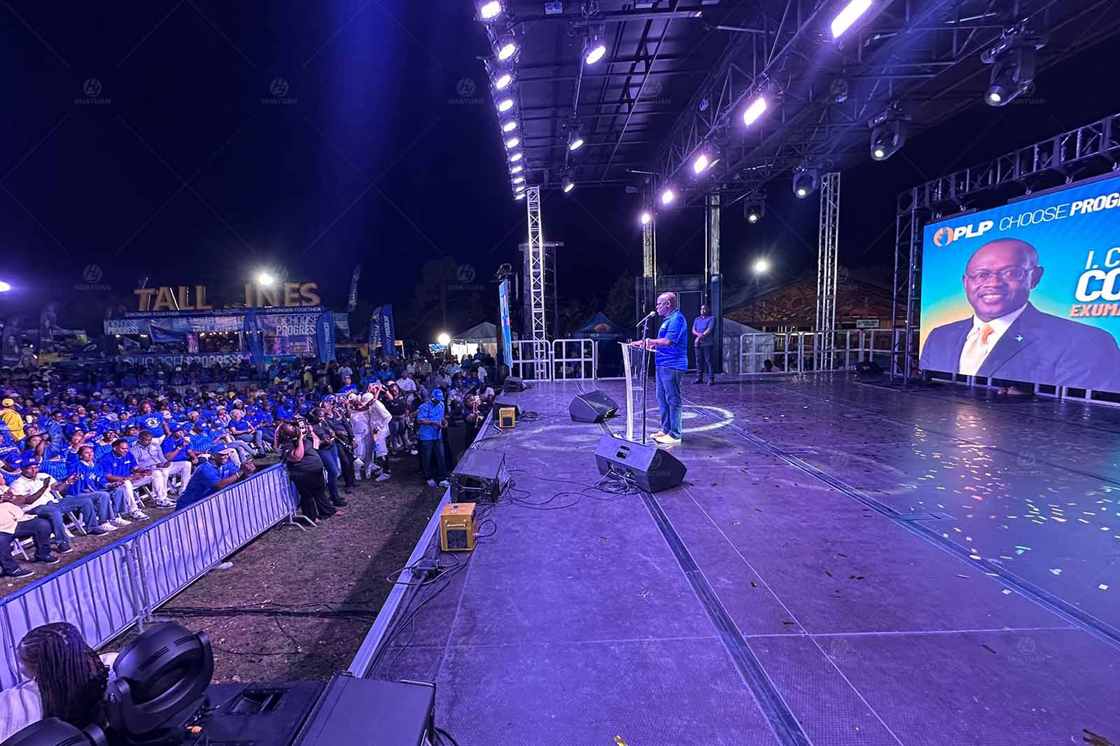 S455 outdoor stage with LED display and audience in The Bahamas